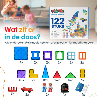PlayMix Creative Explorer – 122-delige magnetische tegelset